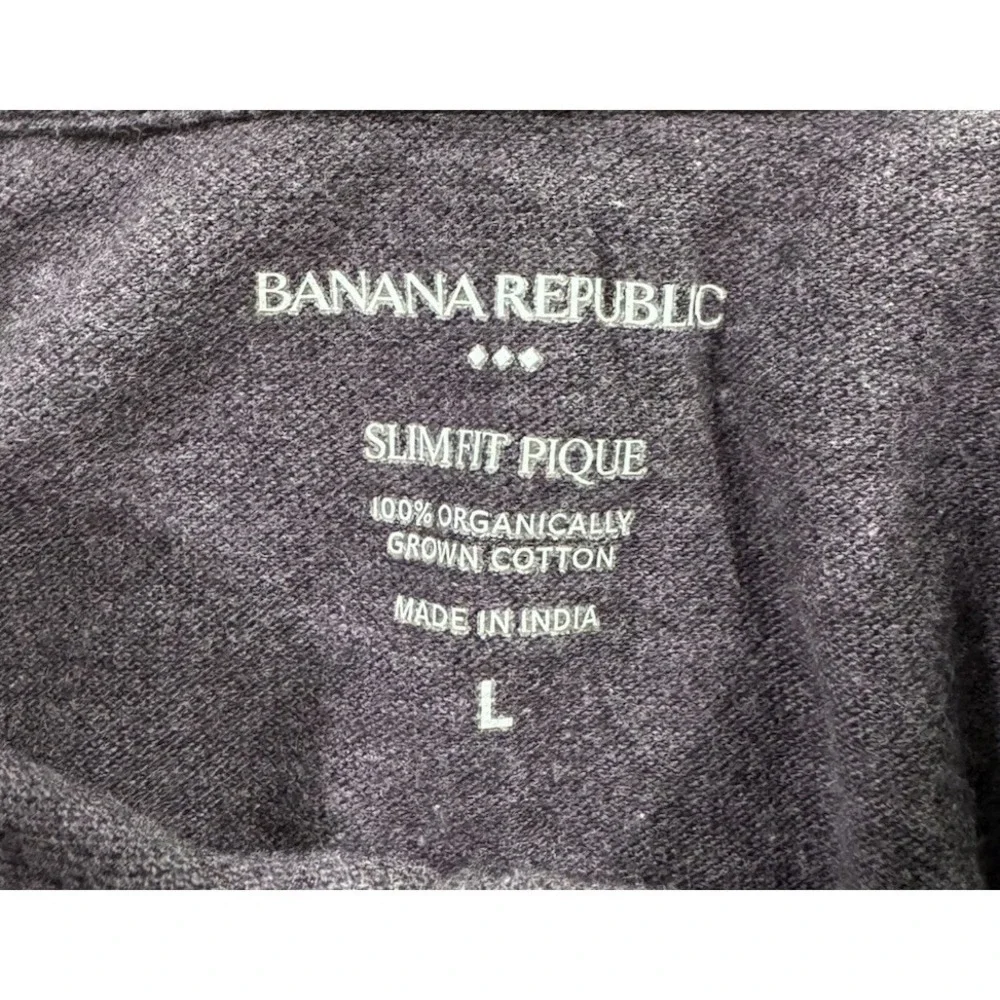 Banana Republic Polo Shirt Mens Large Purple Pique Cotton Slim Fit Preppy Casual